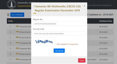Calicut University 1st Sem Results 2021 (OUT) .